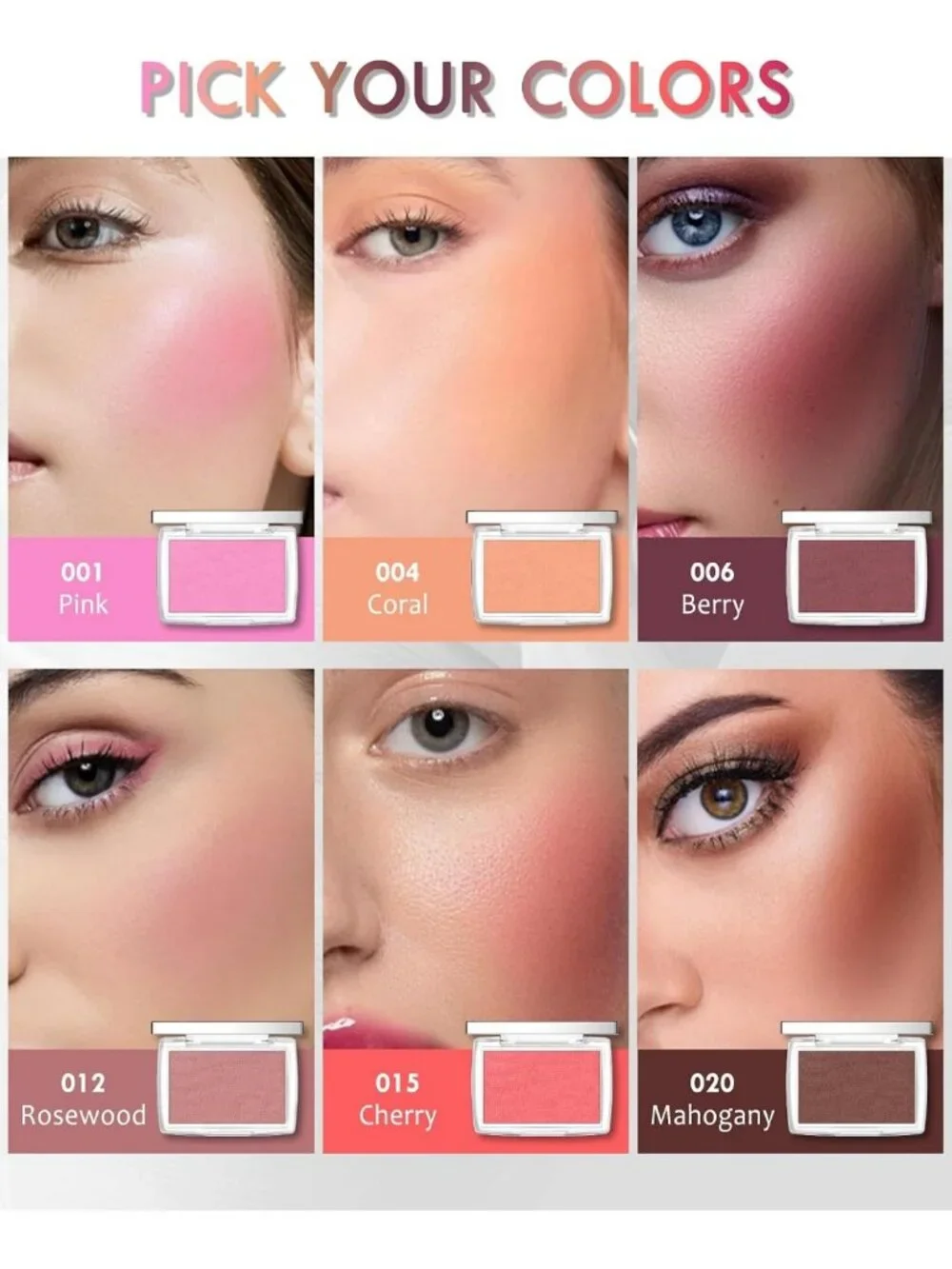 Rosewood Blush Powder Palette for Mature Skin - Flattering Cheek Color & Brush